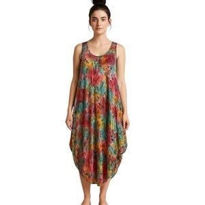 Vintage Hula Hula Hawaii Tie-Dye Maxi Dress